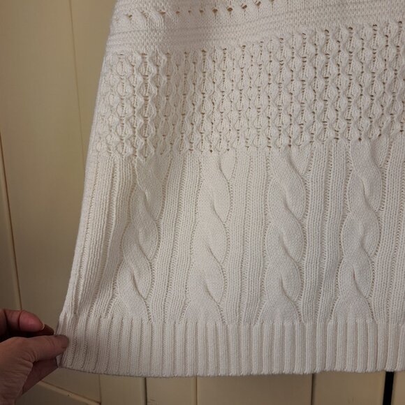 CHAPS Denim Women's Heritage Cream Cable Boxy Sweater Vest Sz XL - Picture 4 of 14